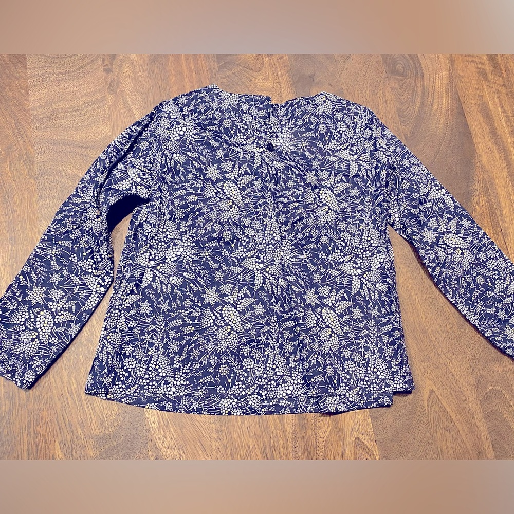 Jacadi navy blue blouse with small gold metallic stars.